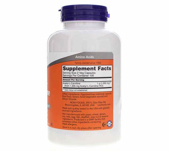 Acetyl-L-Carnitine 500 Mg, NOW